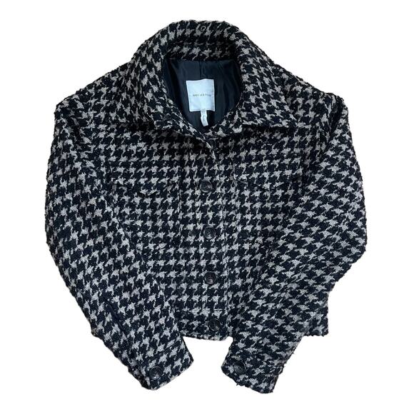 Avec Les Filles Lea Houndstooth Shimmer Cropped Jacket Size XS - Picture 3 of 7